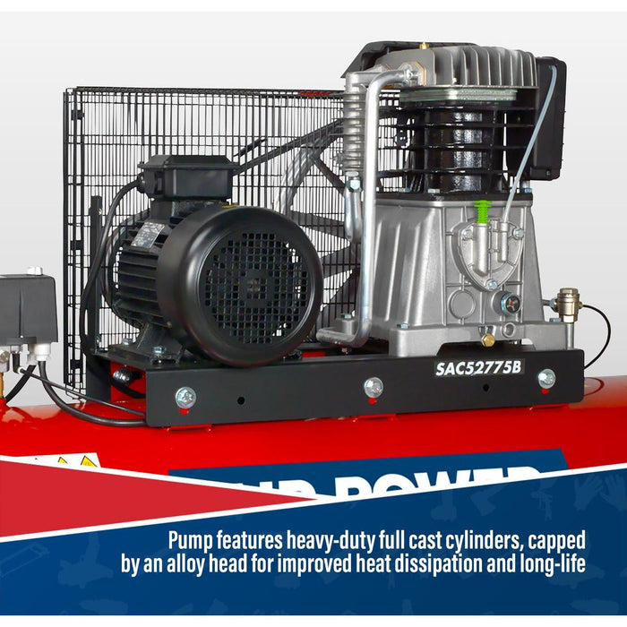 Sealey 270L Belt Drive Air Compressor with Cast Cylinders 7.5hp 3ph 2-Stage Sealey - Town Tools 