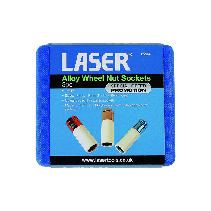 Laser Alloy Wheel Nut Sockets 1/2"D 3pc 6294