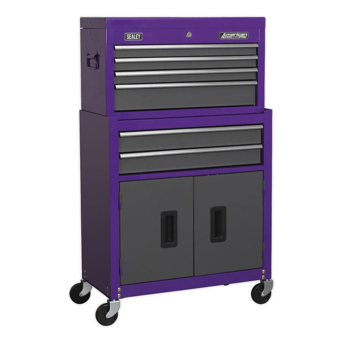 Sealey Topchest & Rollcab Combination 6 Drawer with Ball-Bearing Slides Purple/G Sealey - Town Tools 