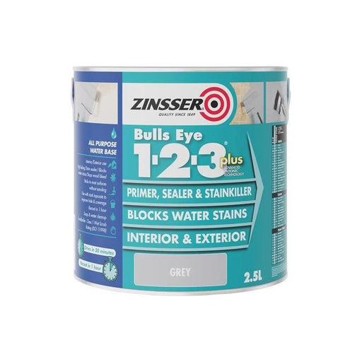 Zinsser Bulls Eye® 1-2-3 Plus Primer, Sealer & Stain Killer Grey 2.5 litre Zinsser - Town Tools