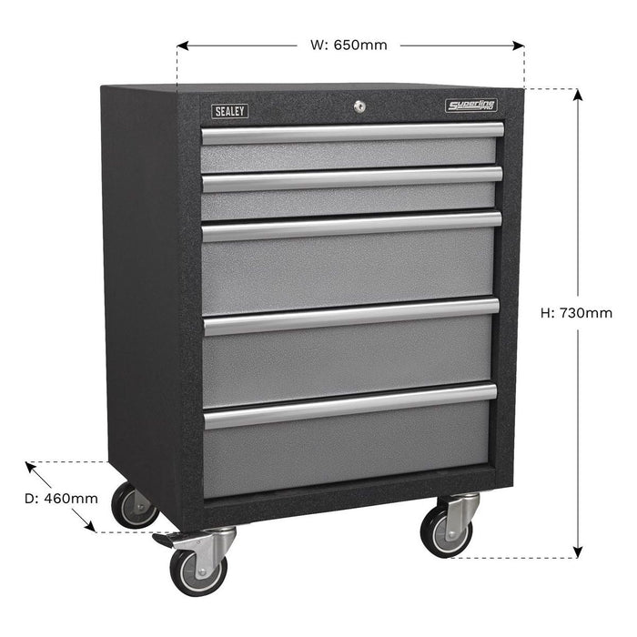 Sealey Modular 5 Drawer Mobile Cabinet 650mm APMS58 Sealey - Town Tools 