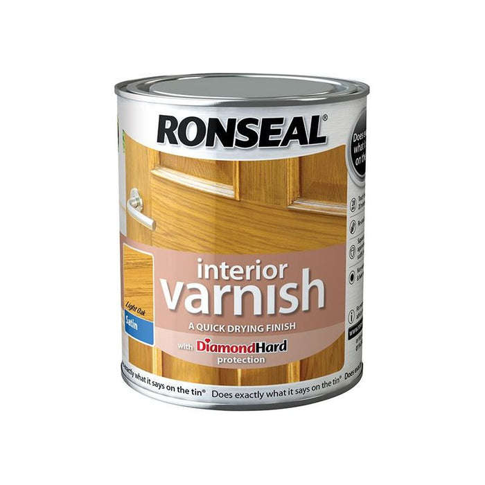 Ronseal Interior Varnish Quick Dry Satin Light Oak 250ml Ronseal - Town Tools