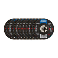 Draper Aluminium Oxide Flap Discs, 115 x 22.23mm, 40 Grit (Pack of 10) 82961