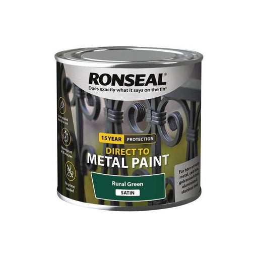 Ronseal Direct to Metal Paint Rural Green Satin 250ml Ronseal - Town Tools