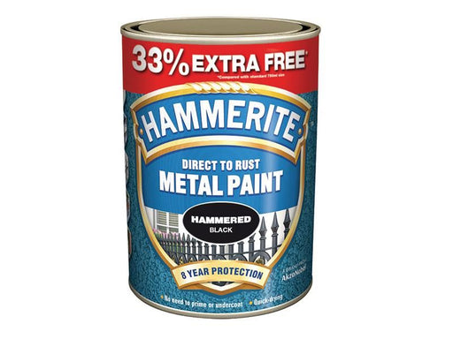 Hammerite Direct to Rust Hammered Finish Metal Paint Silver 750ml + 33% Hammerite - Town Tools