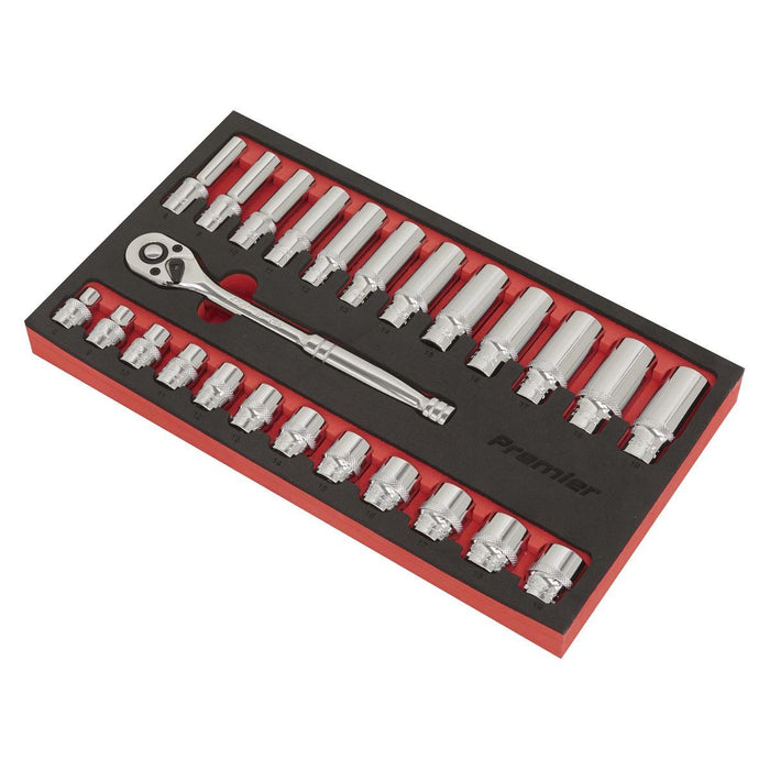 Sealey Ratchet Wrench & Socket Set 25pc 3/8"Sq Drive AK66722 Sealey - Town Tools 