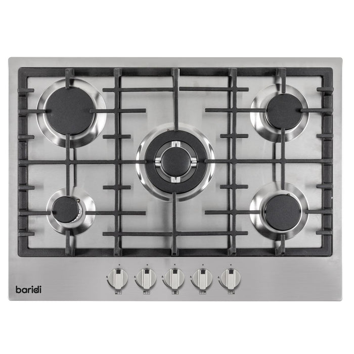 Baridi Gas Hob with 5 Cooking Zones 70cm - Stainless Steel DH227