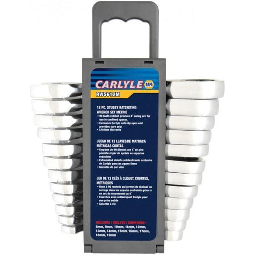 Carlyle Hand Tools Carlyle Metric Stubby Ratcheting Wrench Set (12 Pieces) Caryle Tools - Town Tools 