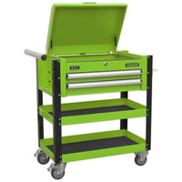 Sealey Heavy-Duty Mobile Tool & Parts Trolley 2 Drawers & Lockable Top Hi-Vis Gr
