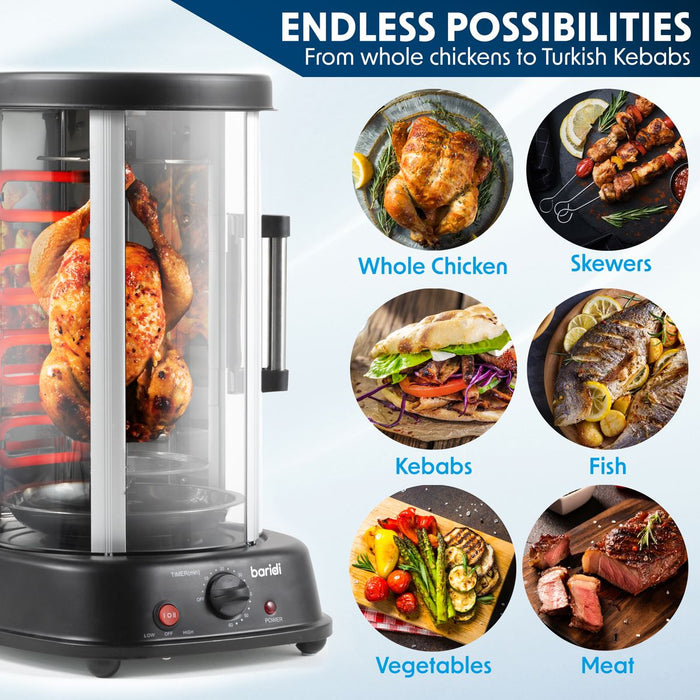 Baridi Vertical 360 Rotisserie Smokeless Grill 21L Capacity DH216