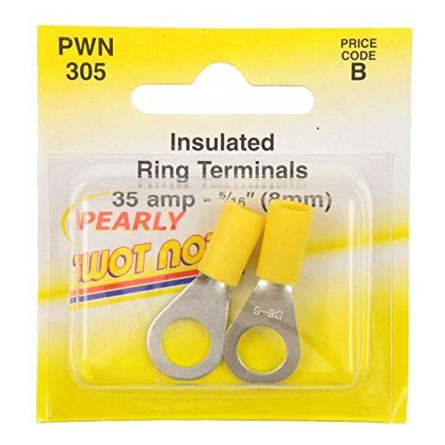 Wot-Nots Wiring Connectors - Yellow - Ring - 8mm - Pack of 2 Pearl - Town Tools 