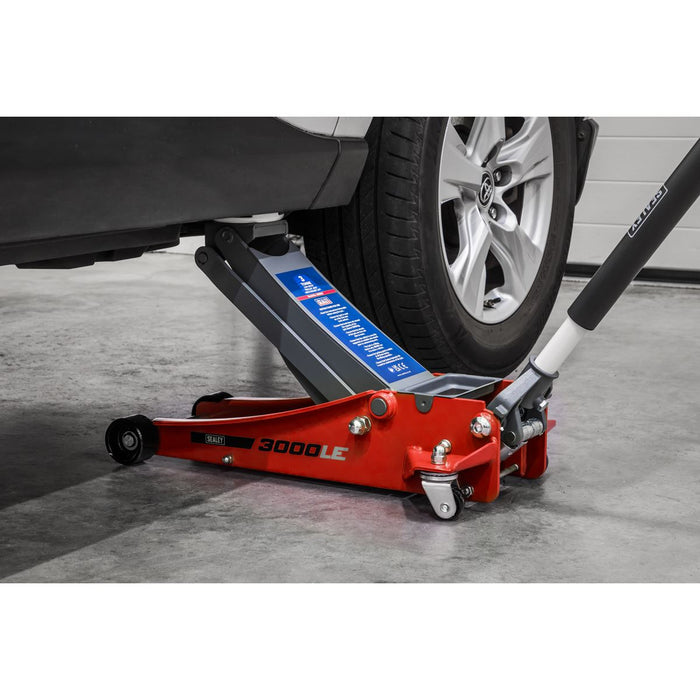 Sealey Low Profile Trolley Jack with Rocket Lift 3 Tonne - Red 3000LE Sealey - Town Tools 