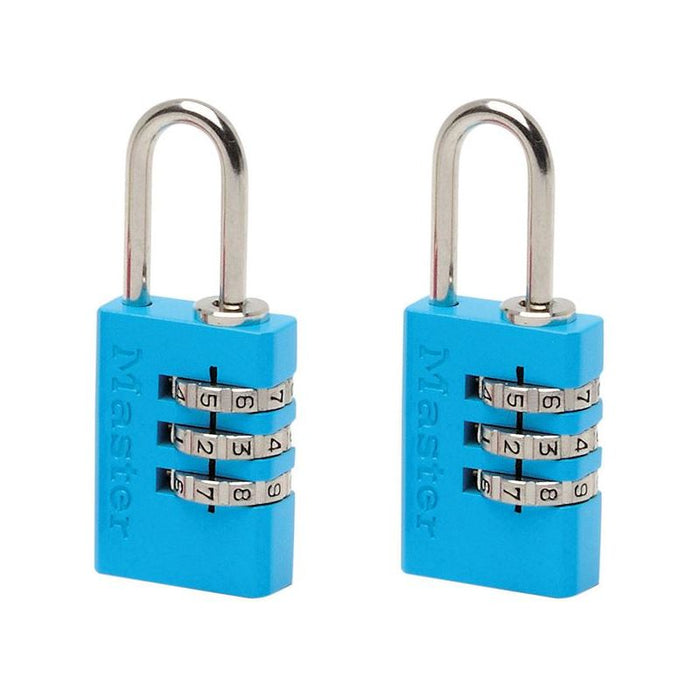 Master Lock Aluminium 3-Digit Combination 20mm Padlock Colour x 2 Master Lock - Town Tools