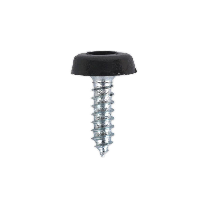 Sealey Numberplate Screw Plastic Enclosed Head 4.8 x 18mm Black Pack of 50 PTNP3 Sealey - Town Tools 