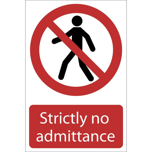 Draper No Admittance' Prohibition Sign, 200 x 300mm 72203 Draper - Town Tools 