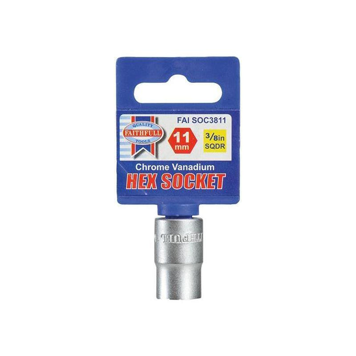 Faithfull Hexagon Socket 3/8in Drive 11mm Faithfull - Town Tools