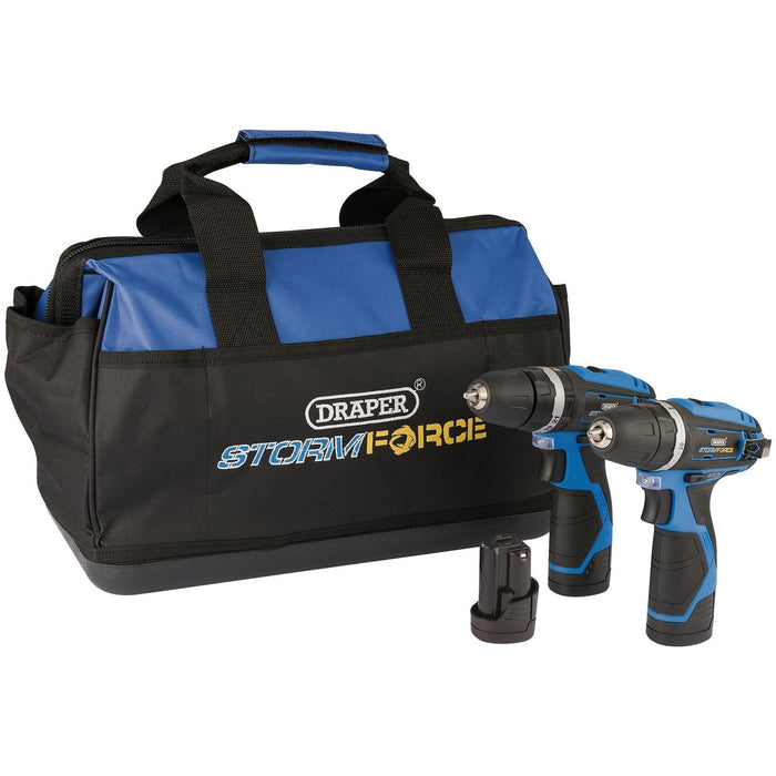 Draper Storm Force 10.8V Power Interchange Combi Drill and Rotary Drill Twin Kit Draper - Town Tools 