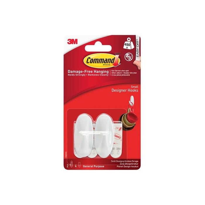 Command™ Small White Designer Hooks (Pack 2) Command™ - Town Tools