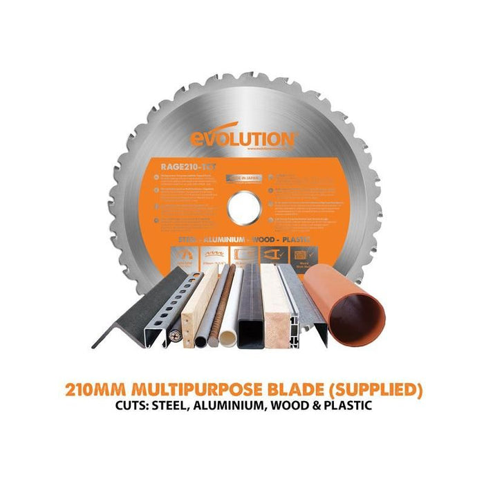 Evolution R210CMS Multi-Purpose Compound Mitre Saw 1200W 240V Evolution - Town Tools