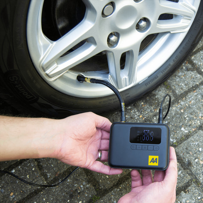 AA Cordless Rechargeable Tyre Inflator with Power Bank & LED Light