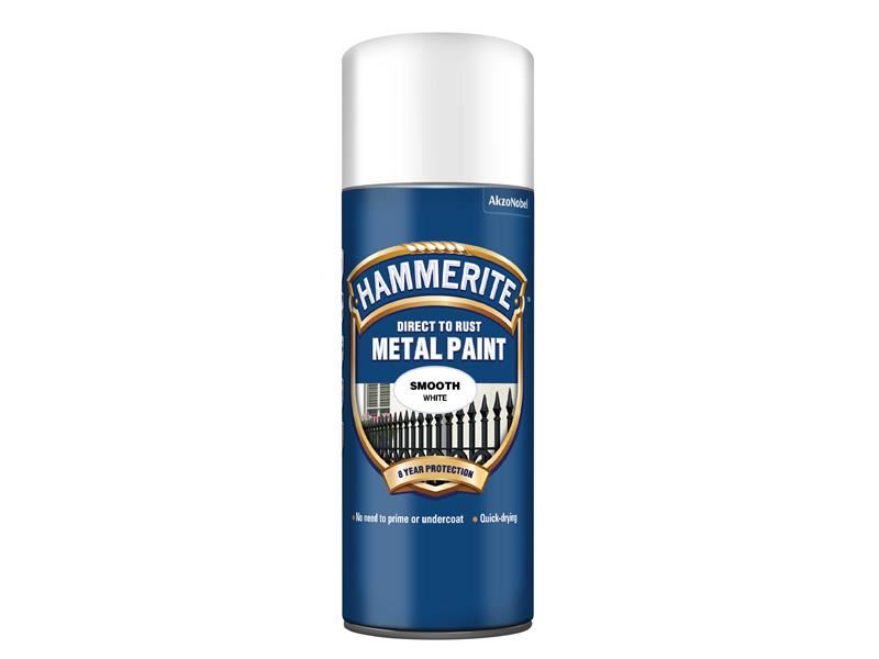 Hammerite Direct to Rust Smooth Finish Aerosol White 400ml Hammerite - Town Tools