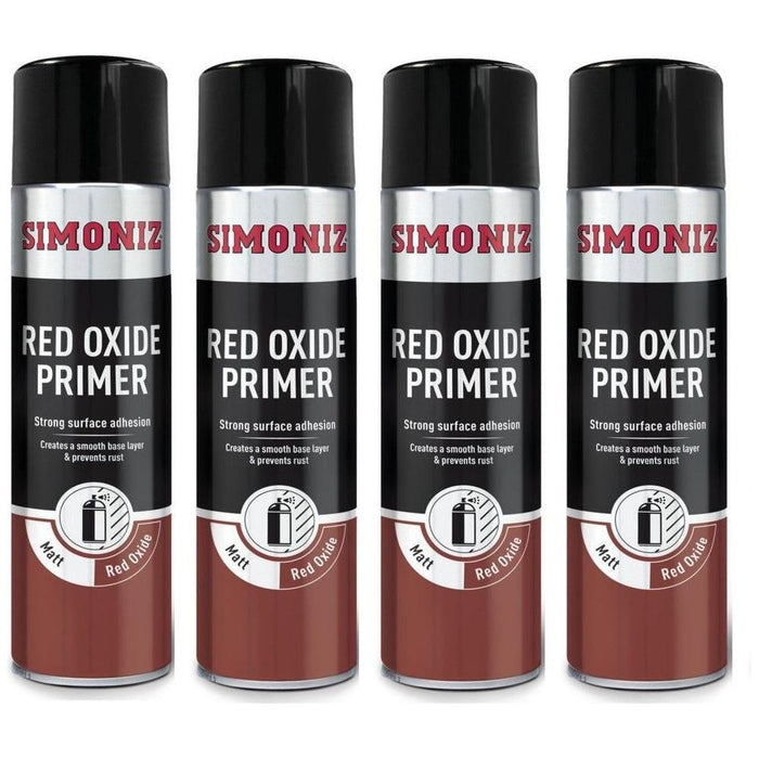 4x Simoniz Red Oxide Primer Acrylic Aerosol Auto Car Spray Paint 500ml SIMP13D Simoniz - Town Tools 