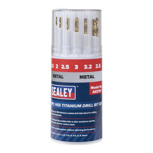 Sealey HSS Titanium Drill Bit Set 11pc AK5701 Sealey - Town Tools