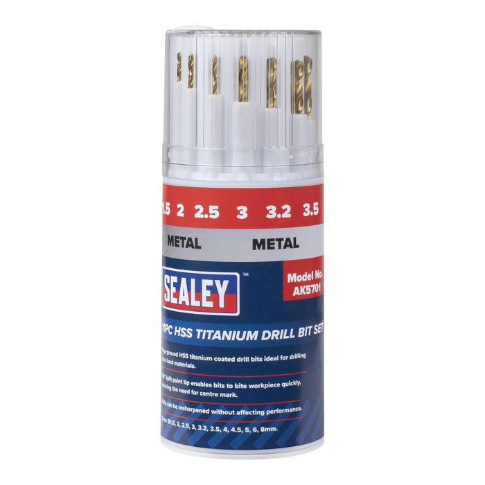 Sealey HSS Titanium Drill Bit Set 11pc AK5701 Sealey - Town Tools