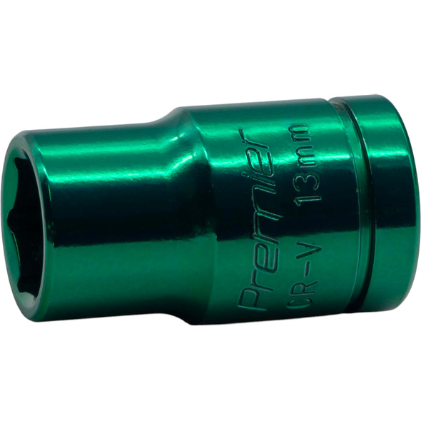 Sealey 1/2"Dr Coloured Socket 13mm (Blue/Green)