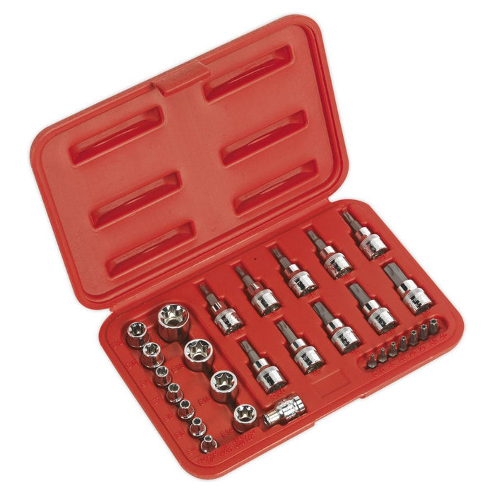 Sealey TRX-Star* Socket & Security Bit Set 29pc 1/4"Sq & 3/8"Sq Drive AK6193 Sealey - Town Tools 