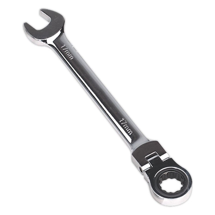 Sealey Flexi-Head Ratchet Combination Spanner 17mm FHRCW17 Sealey - Town Tools 