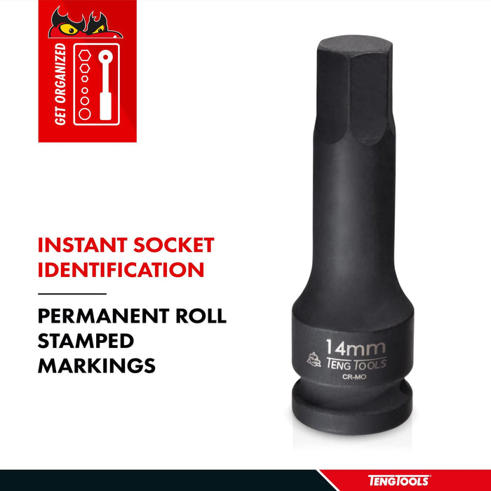 Teng Tools 1/2" Hex Impact Socket DIN Metric 19mm Teng Tools - Town Tools 