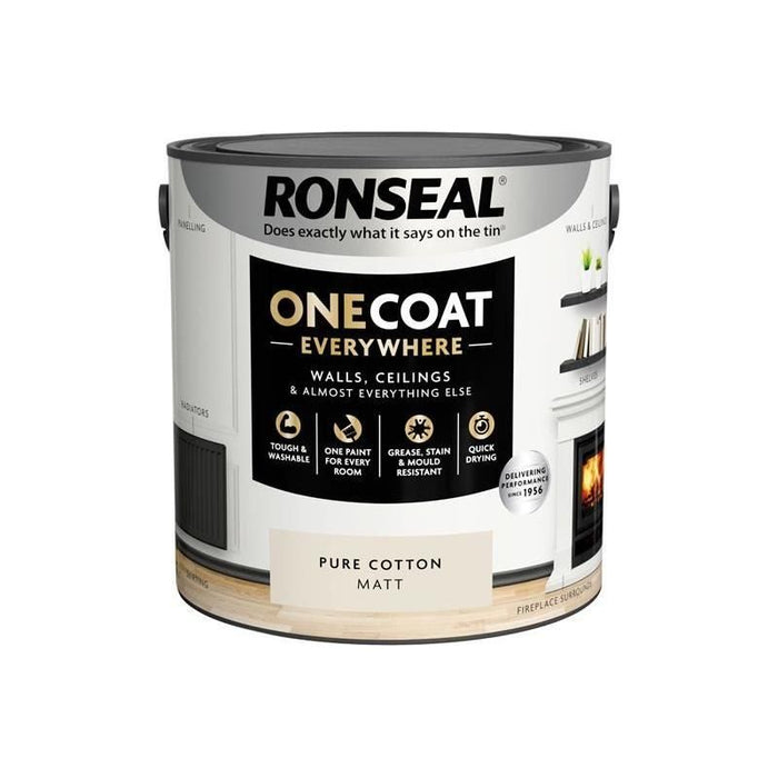 Ronseal One Coat Everywhere Interior Pure Cotton Matt 2.5 litre Ronseal - Town Tools