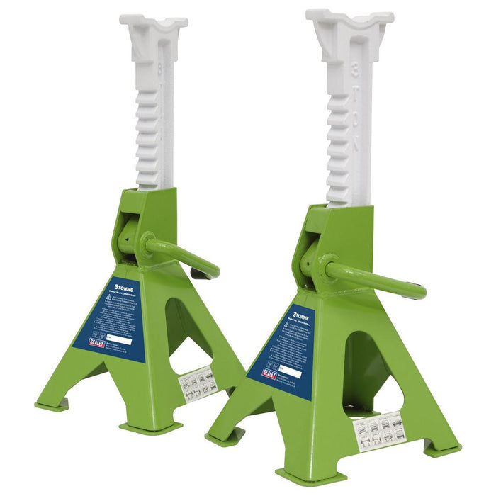 Sealey AXLe Stands (Pair) 3 Tonne Capacity per Stand Ratchet Type Hi-Vis Green