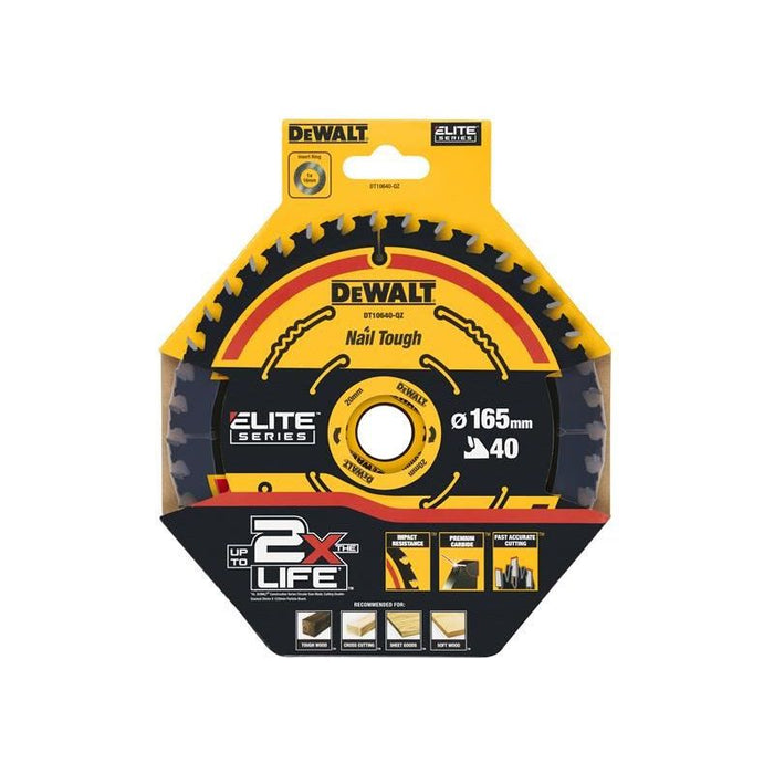 Dewalt Power Tools ELITE™ Series Framing Circular Saw Blade 165 x 20mm x 40T DeWALT Power Tools - Town Tools