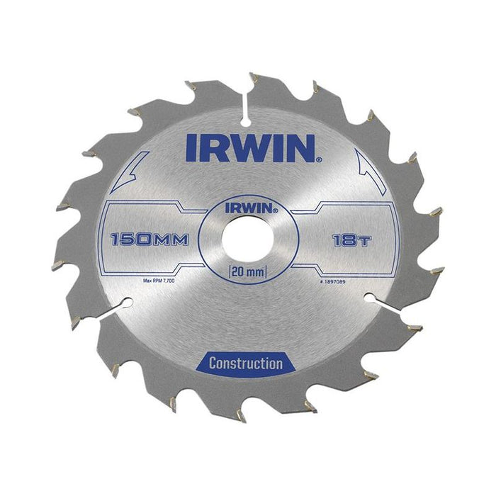Irwin® Construction Circular Saw Blade 150 x 20mm x 18T ATB IRWIN® - Town Tools