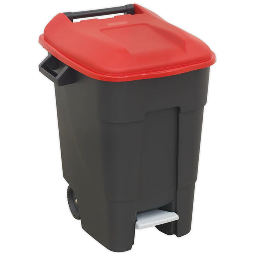 Sealey Refuse/Wheelie Bin with Foot Pedal 100L Red BM100PR Sealey - Town Tools 