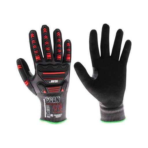 Scan Nitrile Palm Impact Cut D Gloves - L (Size 9) Scan - Town Tools