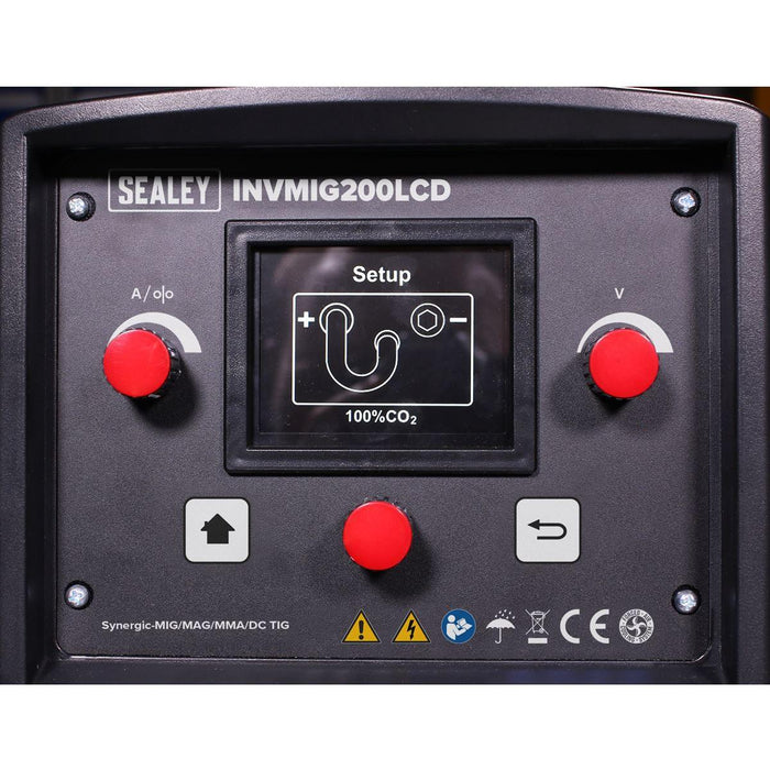 Sealey Inverter Welder MIG TIG & mmA 200A with LCD Screen INVMIG200LCD Sealey - Town Tools 