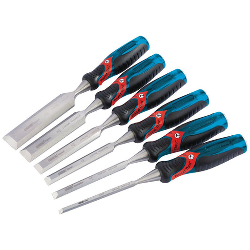 Draper Soft Grip 'Pound Thru' Bevel Edge Wood Chisel Set, 140mm (6 Piece) 70419 Draper - Town Tools 