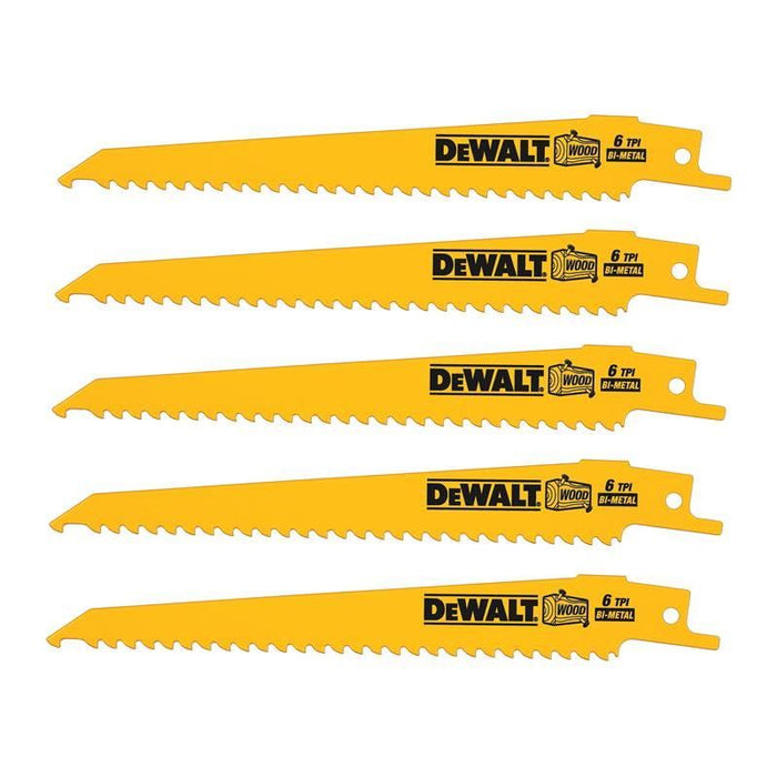 Dewalt Power Tools Bi-Metal Reciprocating Blade for Wood with Nails 152mm (Pack 5) DeWALT Power Tools - Town Tools