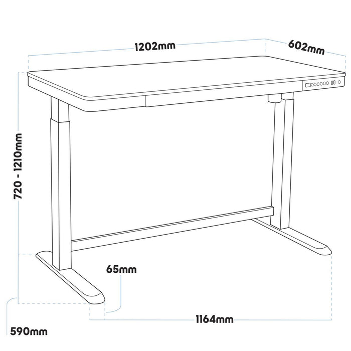 Dellonda Single Motor Electric Desk with Control Panel USB Port & Drawer