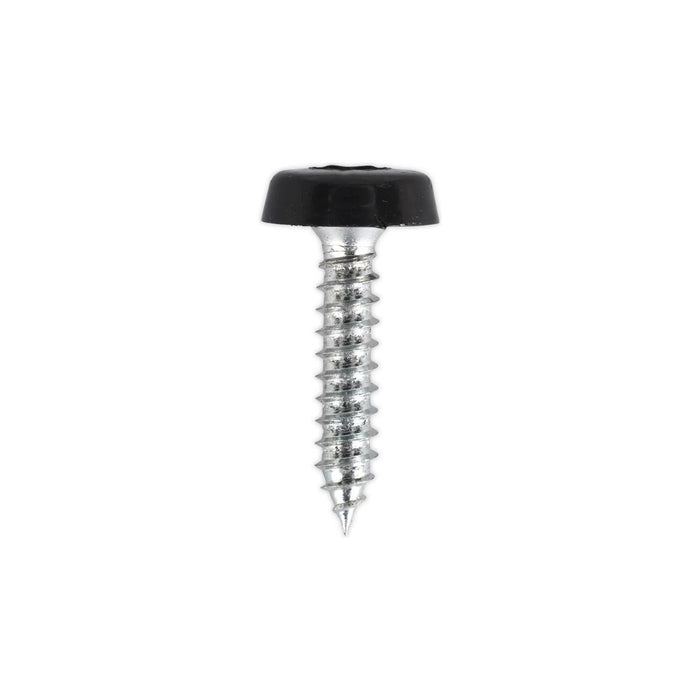 Sealey Numberplate Screw Plastic Enclosed Head 4.8 x 24mm Black Pack of 50 PTNP7 Sealey - Town Tools 