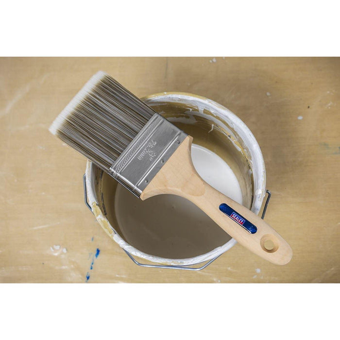 Sealey Wooden Handle Paint Brush 76mm SPBS76W Sealey - Town Tools 