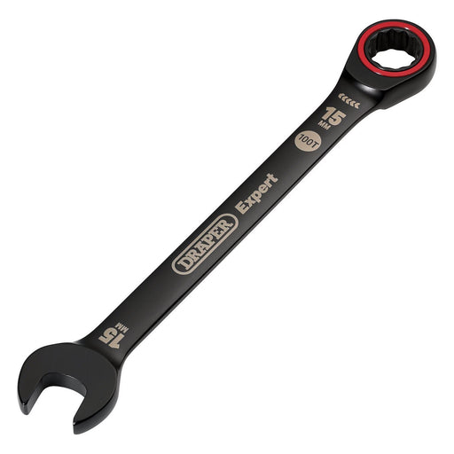 Draper Expert HI-TORQ Metric Ratchet Combination Spanner, 15mm, Black Draper - Town Tools