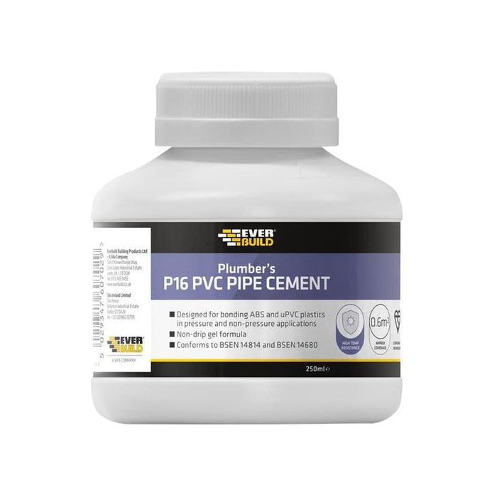 Everbuild Sika P16 Plumber's PVC Pipe Cement 250ml Everbuild Sika - Town Tools