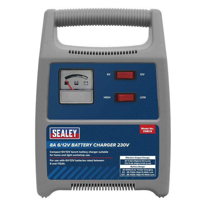 Sealey Battery Charger 8A 6/12V 230V DSBC8 Sealey - Town Tools 