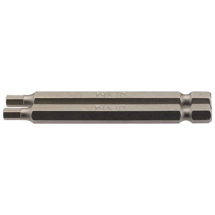 Draper Hexagonal Insert Bit, 4mm, 1/4" Hex, 75mm Long (Pack of 2) 64321 Draper - Town Tools 