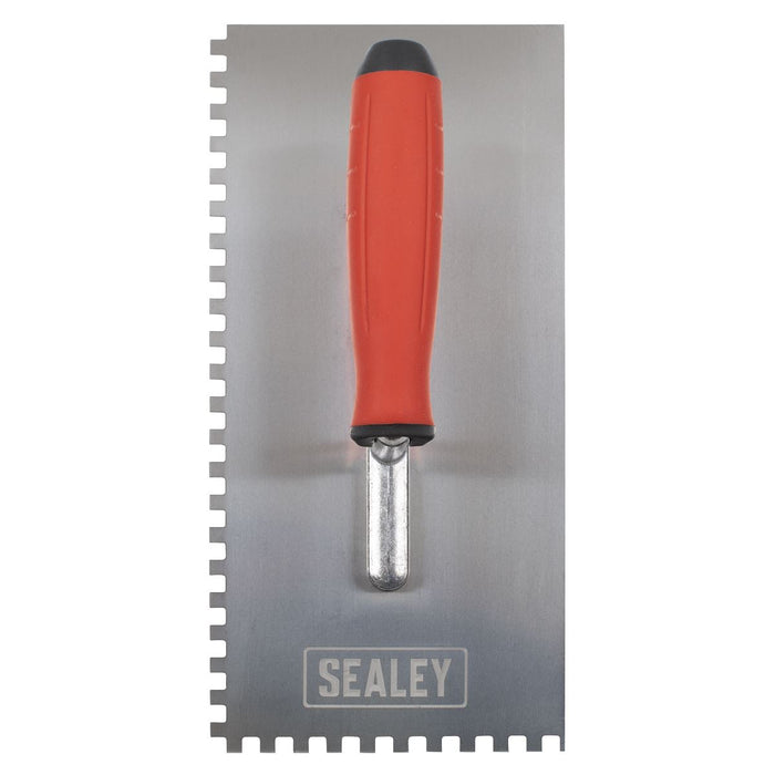 Sealey Stainless Steel 6mm Notched Trowel with Rubber Handle 270mm T7806 Sealey - Town Tools 