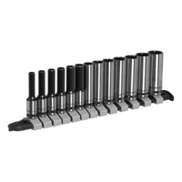 Sealey Socket Set Deep 13pc 1/4"Sq Drive Metric Black Series AK7991
